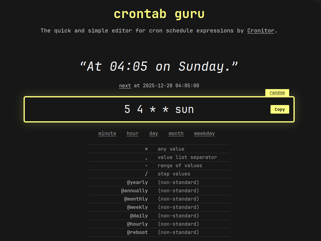Crontab Guru Screenshot